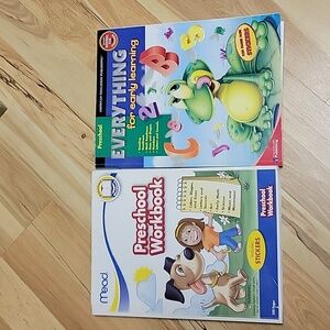 Preschool Learning, 2 large‎ books lots of pages early learning workbooks
